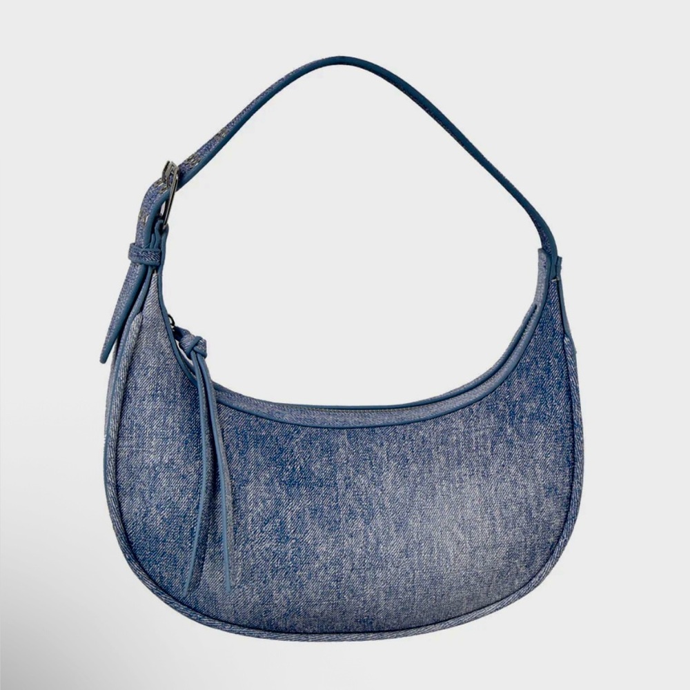Calin Collection Denim Vegan Leather Hobo Purse